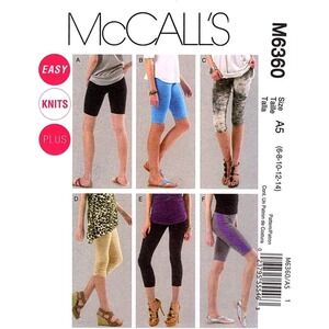 Sewing Pattern McCall's M6360 Women's Leggings Pattern A5 8-14 Easy‎ Kn